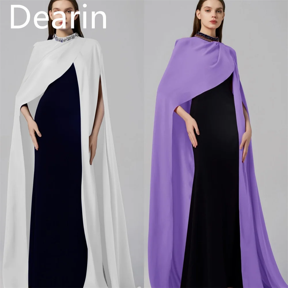 

Customized Prom Dress Dearin Jewel Column Floor Length Skirts Stole Bespoke Occasion Dresses Formal Evening Gown Saudi Arabia