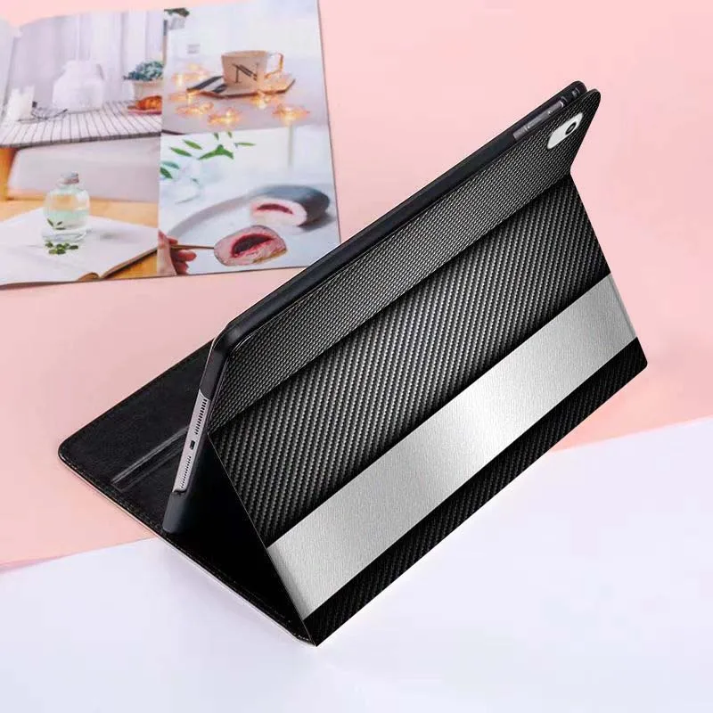 نمط ألياف الكربون المعدنية لجهاز iPad Pro Air Mini 1 2 3 4 5 6 7th 8th 9th 10th 11th 10.2 9.7 10.5 10.9 11 12.9 حافظة كمبيوتر لوحي #5