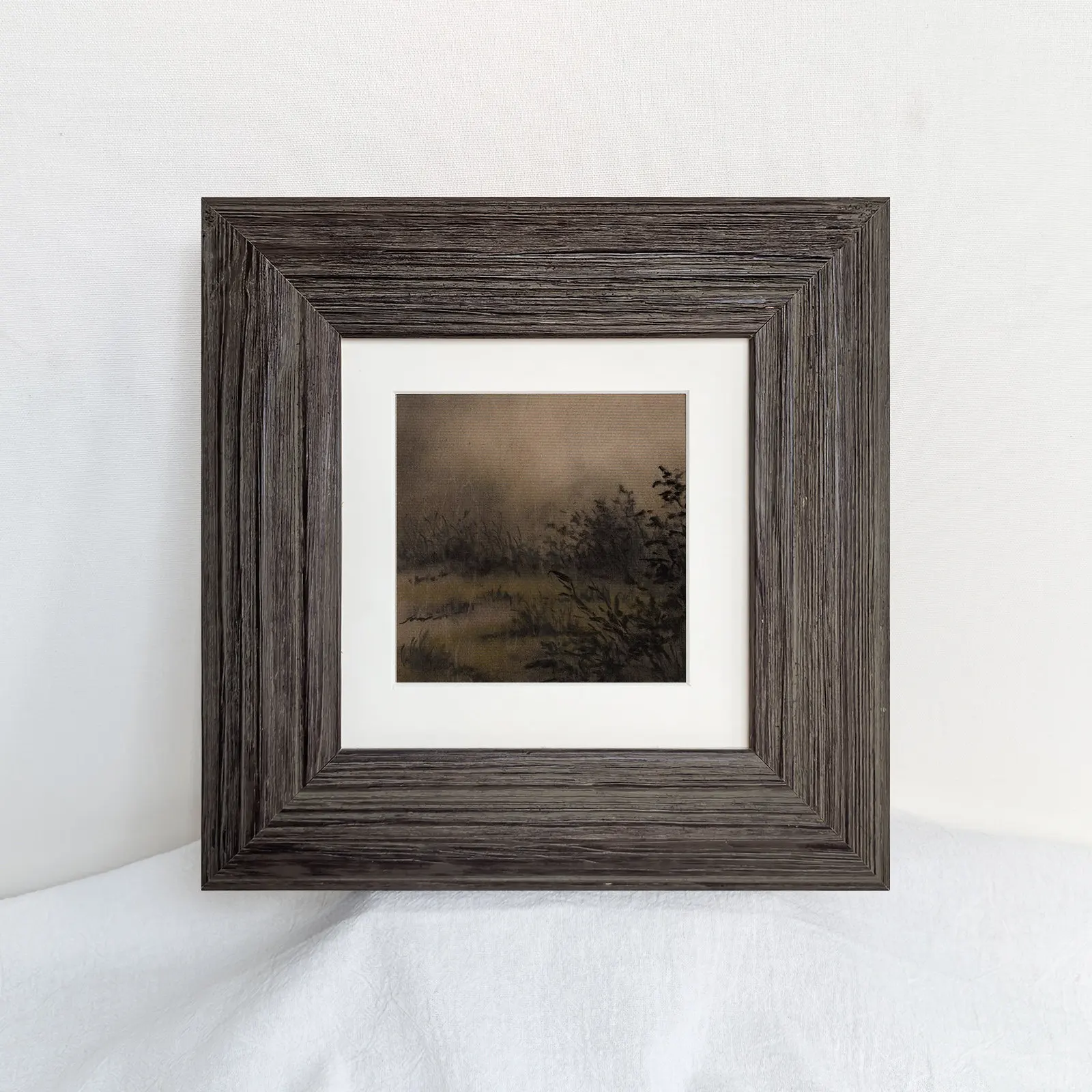 4.4cm Rustic Dark Gray Distressed Solid Wood Frame Multi-Layered Square Gallery Frame for Oil Paintings, Prints & Photo Display
