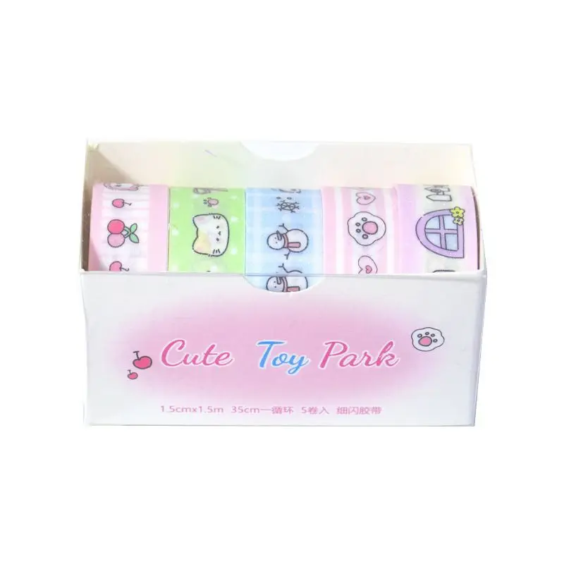 Tape Set 5 Rolls Glitter Korean Style Sticker Set Cute Ballet Decorative Sticker Material