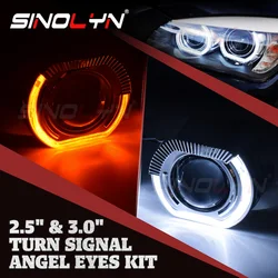 Sinolyn 2.5/3.0 Inch Angel Eyes Bi Xenon Projector Lenses For H7 H4 Headlights Switchback H1 HID LED Lamps Lens Car Accessories