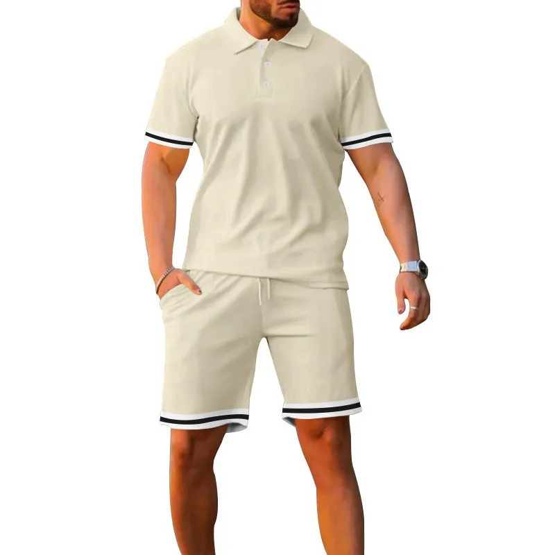 2024 summer Europe and the United States cross-border foreign trade men's solid color suit lapel short-sleeve button shorts suit