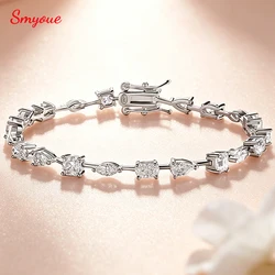 Smyoue 18K Gold Plated All Moissanite Tennis Bracelets for Women Luxury S925 Sterling Silver Jewelry Full Diamond Bracelets