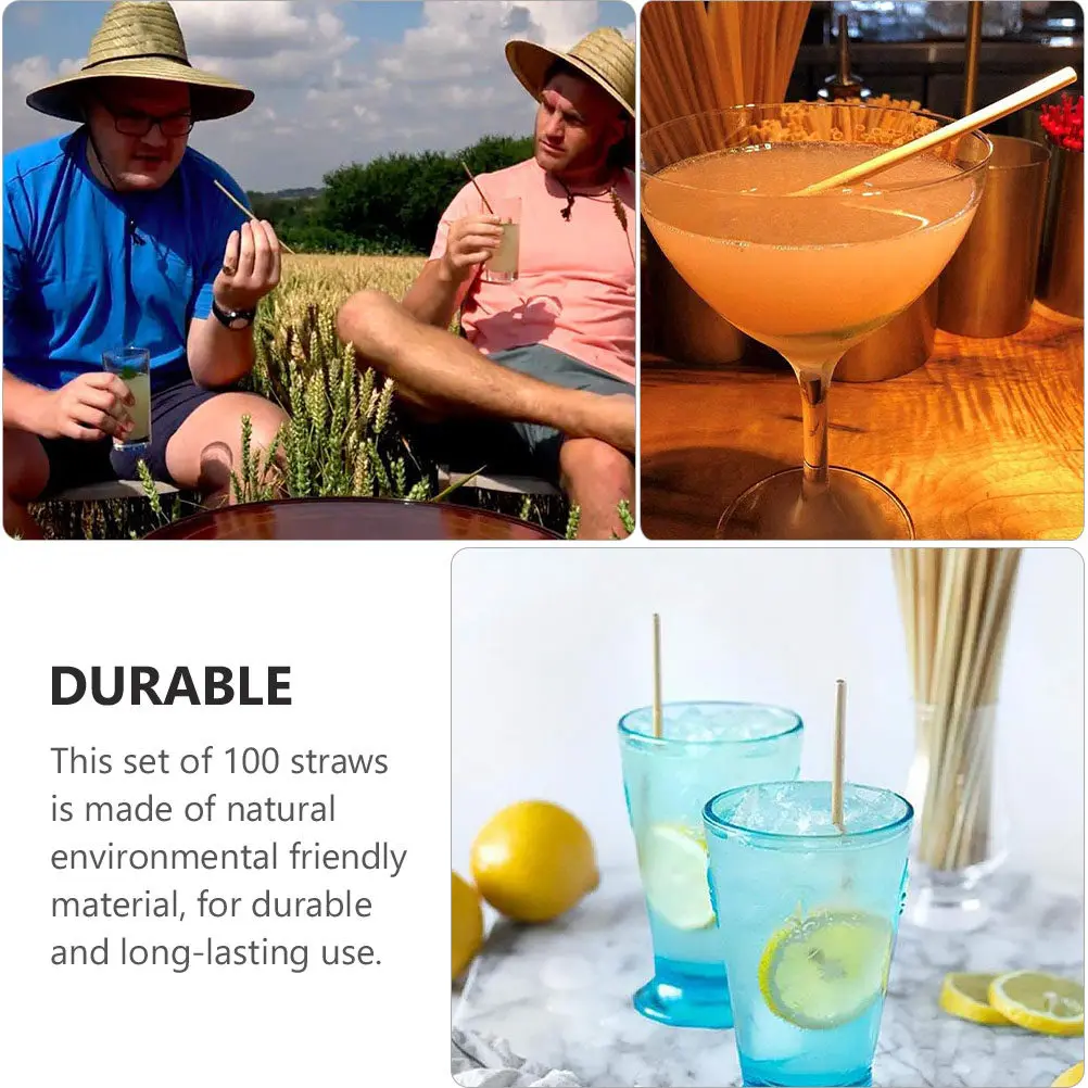 100Pcs Wheat Straw Drinking Straws Environmental Friendly Compostable Biodegradable Straws for Family Gatherings Office Use