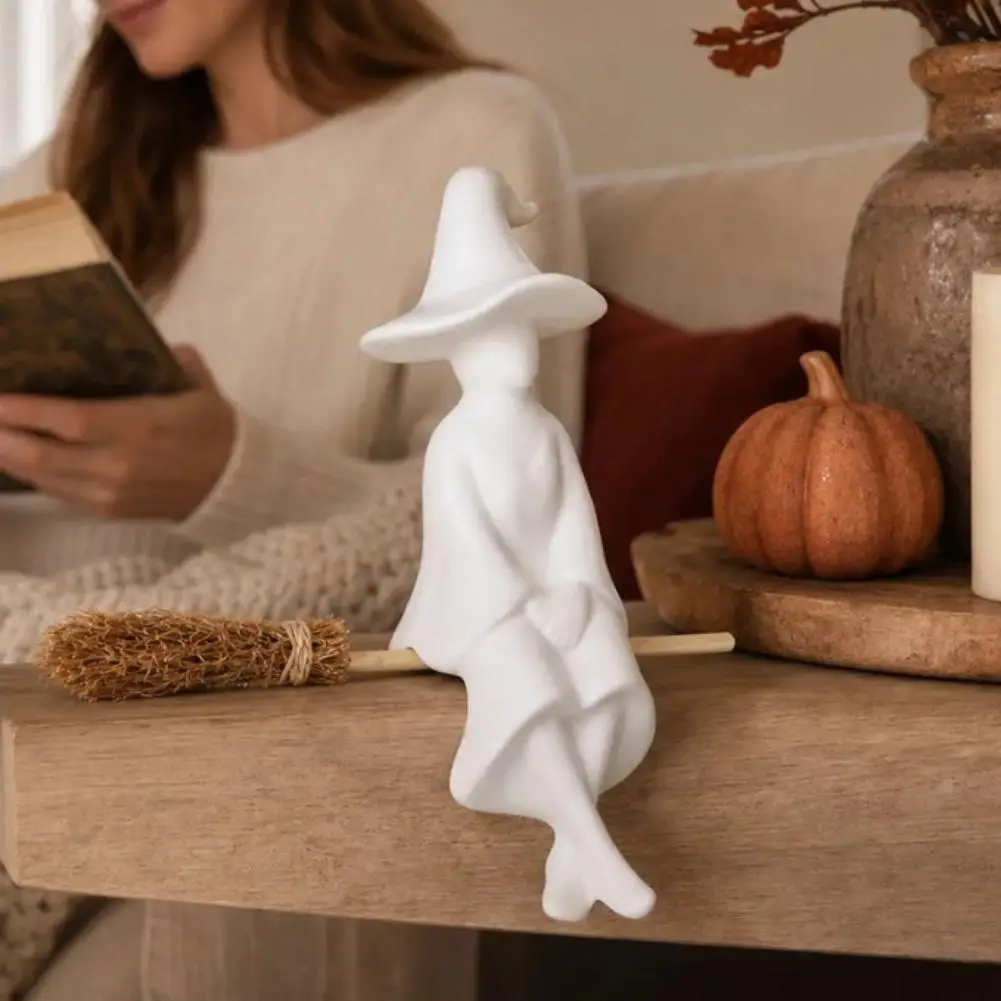Witch on Broom Ornament for Christmas Tree, Handcrafted Holiday Decoration, Halloween Collection