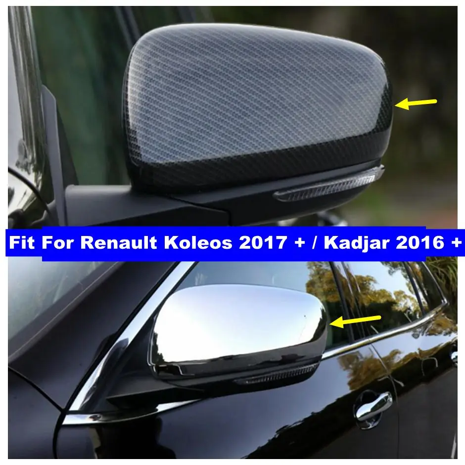 

Accessories Door Wing Rearview Mirror Case Cover Trim For Renault Koleos 2017 - 2022 & Kadjar 2016 - 2022 Chrome / Carbon Fiber