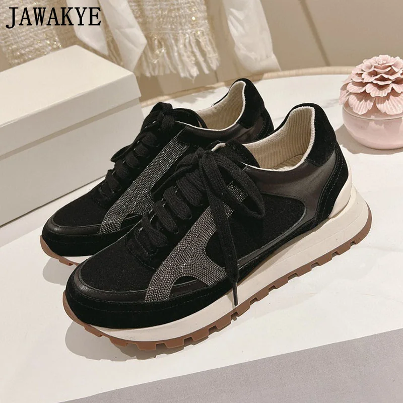 2024 Designer New Lace Up Sneakers Women Thick Sole Multi Color Suede Platform Shoes Casual Brand Vacation Walking Shoes Women