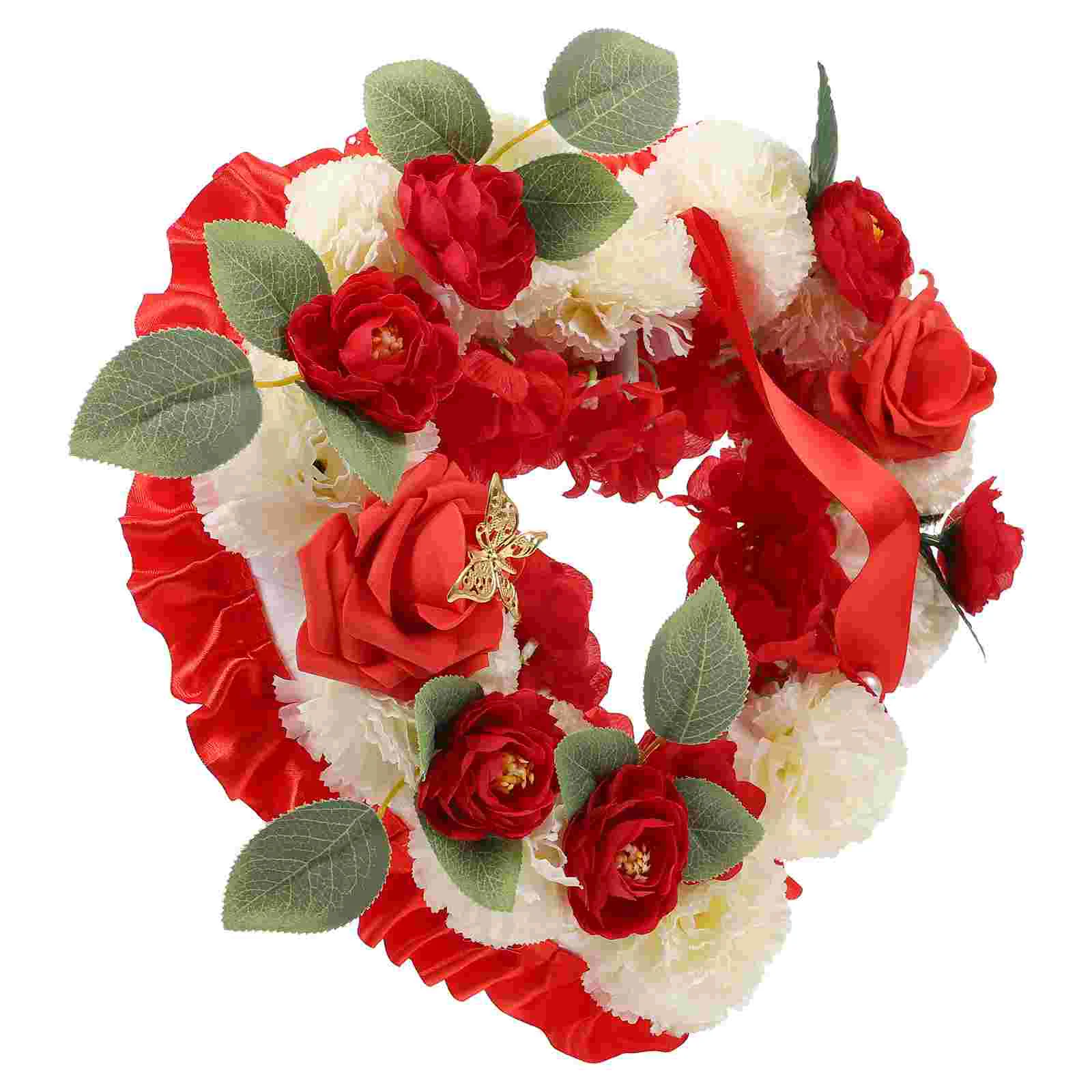 

Heart Memorial Wreath Door Front Peony Funeral Wedding Decor Decorations Cemetery Flower Fake Garland Chic