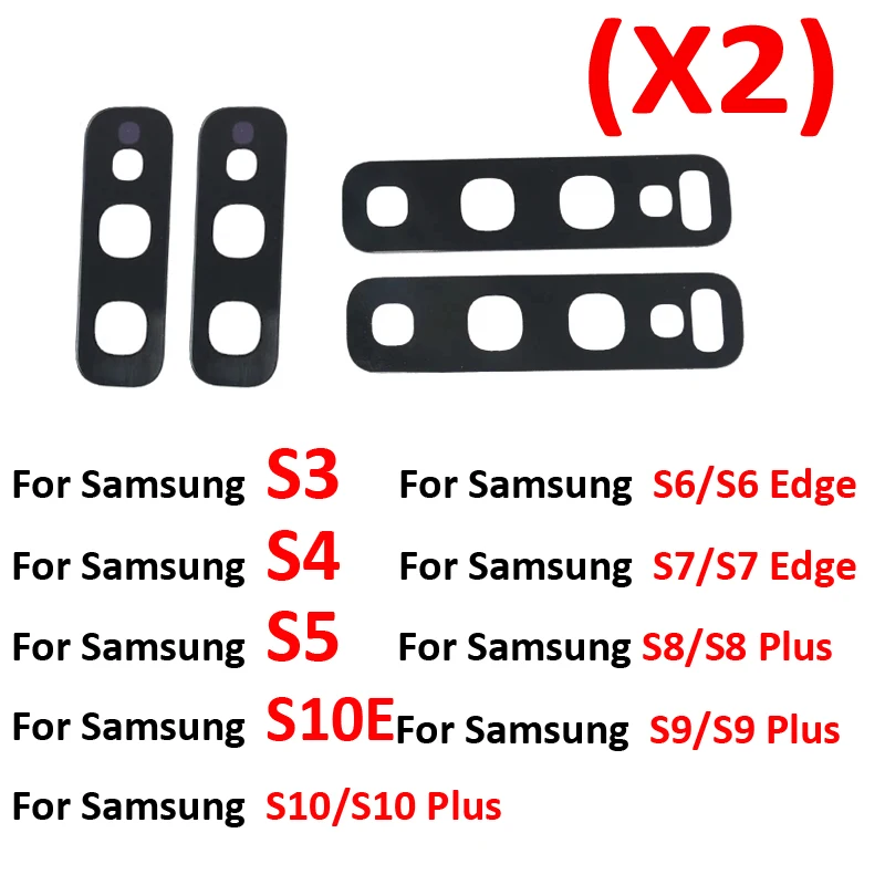 Pop 2Pcs Phone Camera Glass Lens For Samsung S7 S8 S9 S10 S10+ S10e S20 Plus S20+ Ultra Rear Back Camera Lens S3 S4 S5 S6 Adhesi
