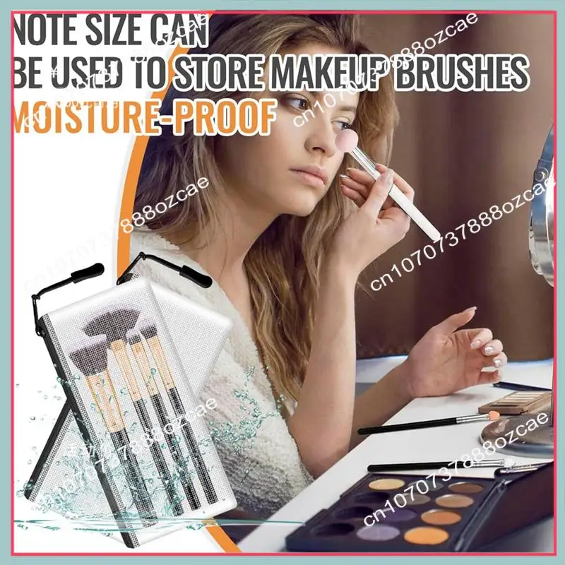 Bolsas de malla con cremallera A26P, 24 Uds., pequeñas bolsas transparentes negras a granel, organización de cosméticos de viaje, suministros para el aula y la oficina