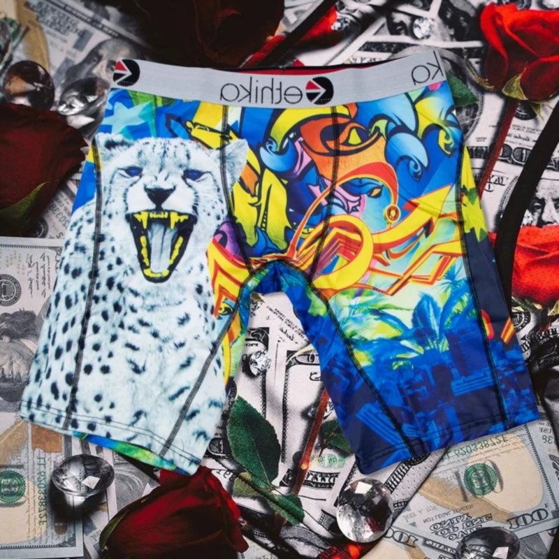 ETHIKA الرجال الملابس الداخلية الملاكمين موضة مطبوعة الرجال سراويل الملابس الداخلية الرجال السروال boxershort جذوع حجم كبير تنفس الملاكمين