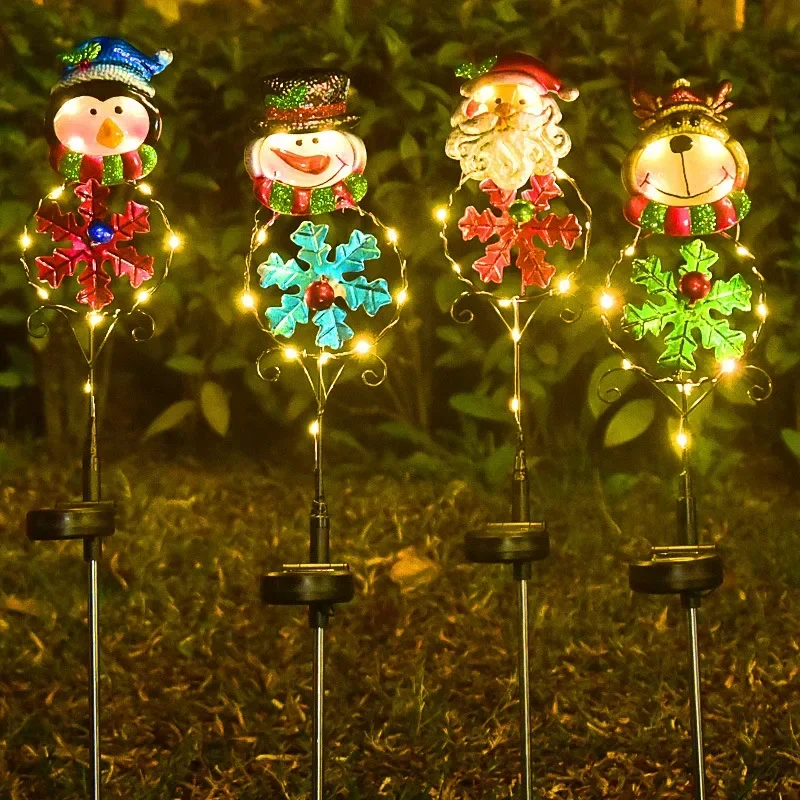 

Christmas Solar LED Lights Snowman Santa Claus Garden Decoration Waterproof Light Outdoor Ground Plug Lamp Lawn Christmas Decor