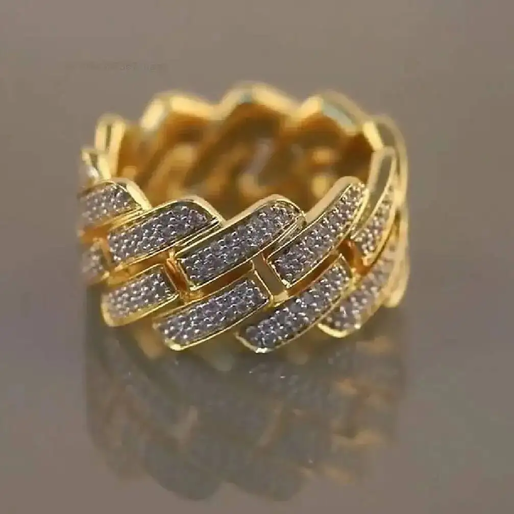 

Hiphop Moissanite Ring VVS Moissanite Diamond Iced Out Men Ring 925 Silver Cuban Ring