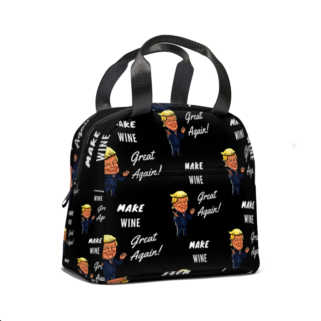 Make Wine Great Again Lunch Bag for School Waterproof Picnic Thermal Cooler Insulated Lunch Box Women Kids Tote Bags