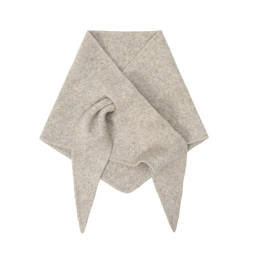 Retro Solid Color Triangle Shawl Wool Warm Knitted Scarf Windproof Korean Style Cross Scarves Women