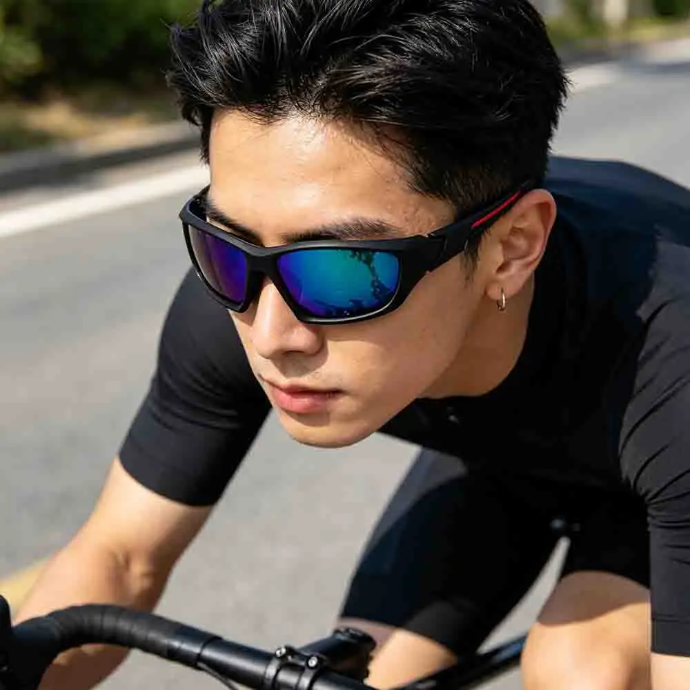 Fashion Polarized Sunglasses Sporty Men UV400 Driving Water Mountain Red Line Wrap Around Gear Fishing Mountaineering Shades