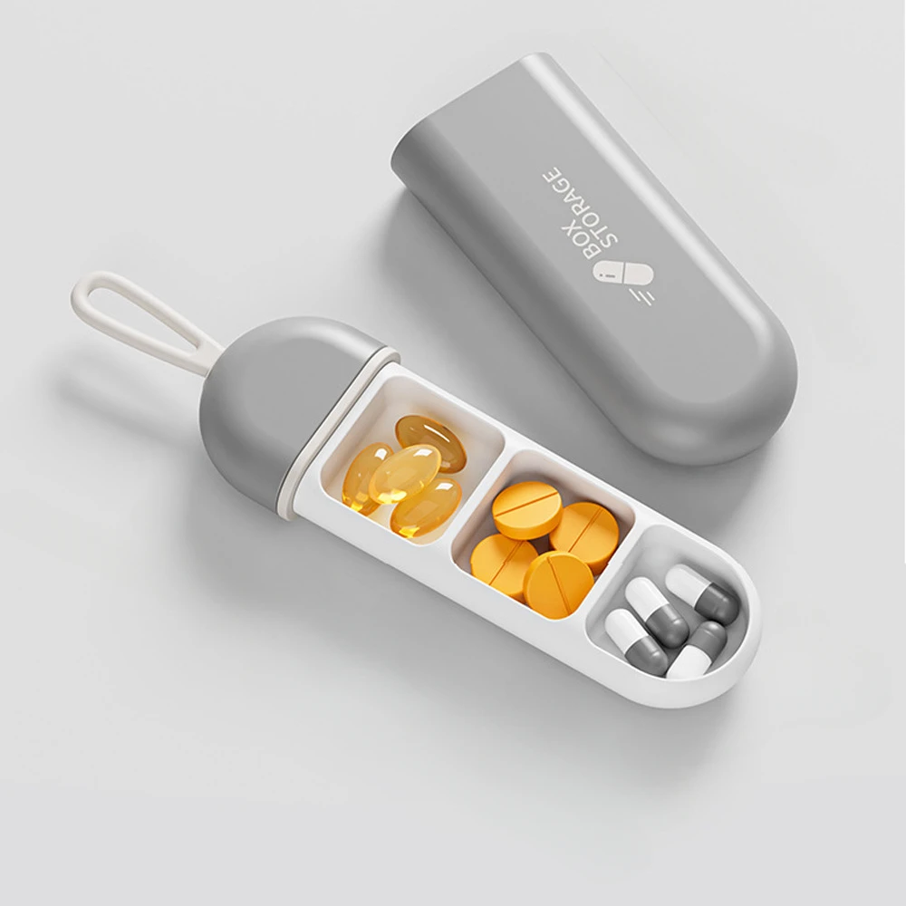 

Portable Colorful 3 Spaces Medicine Case Health Care Container Case Pill Box Splitters Travel Pill Box Tiny Box Easy to Carry