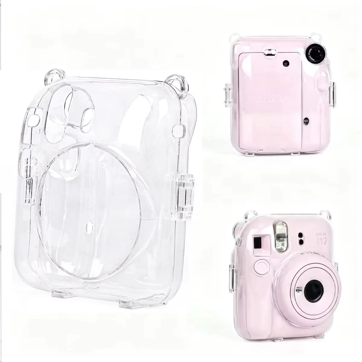 Instax Mini 12/13 Mini12 Transparent Camera Case Crystal Photo Bag with Rope and Sticker Random Color