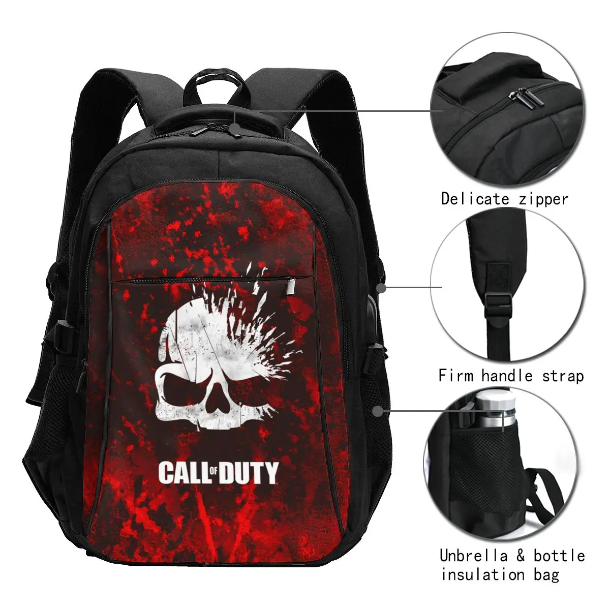 Mochila portátil de viaje móvil Game Call Of Duty Warzone, mochila resistente al agua para negocios con puerto de carga USB, bolsa universitaria