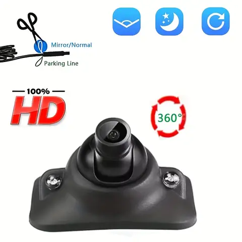 360° Rotating HD Backup Camera with Night Vision, Parking Guide Lines & Multi-Angle Viewing – Hardwired Rearview Camera