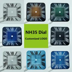 New NH35 dial square Roman dial Arabic dial custom logo men's watch suitable for NH 35 movement watch accessories