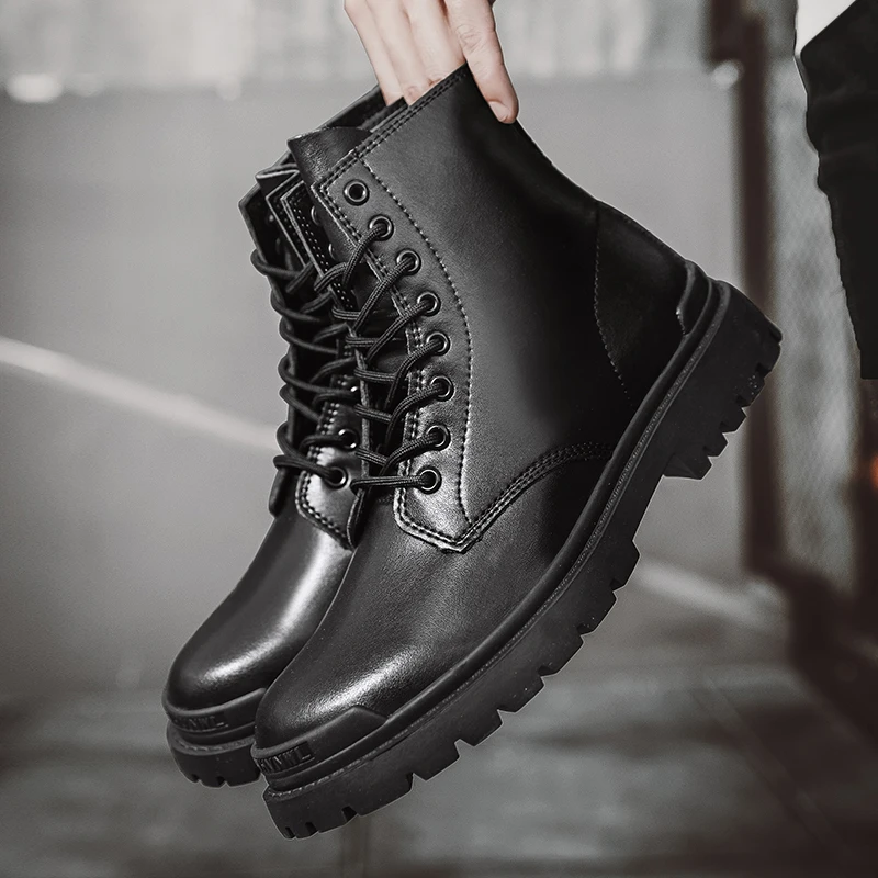 Couple Winter Fleece Lined Warm Cotton Boots Fashion Versatile High‑top Snow Boots Retro Men Women Outdoor Casual Work Boots