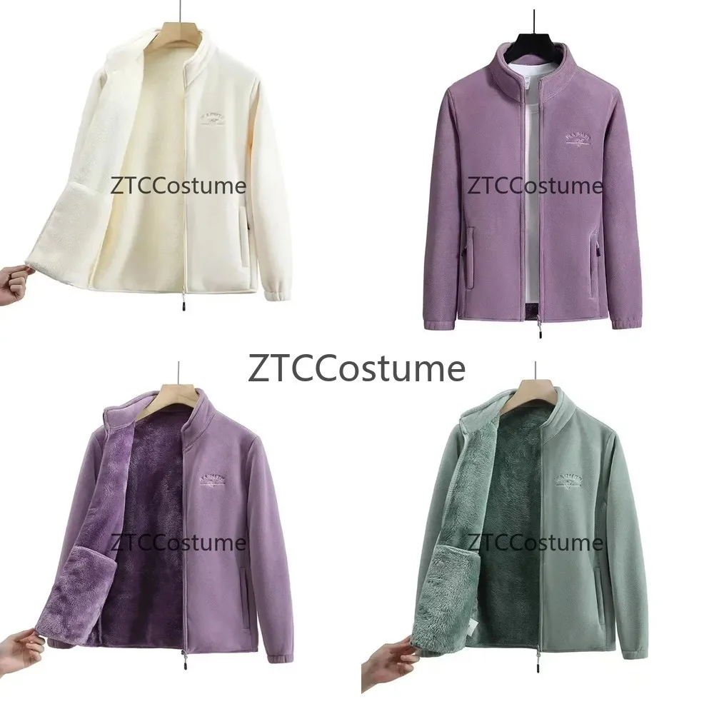 Chaqueta de mujer con forro polar, abrigo térmico de invierno, cuello alto, cremallera, ropa exterior informal, cálida, gruesa, para uso diario