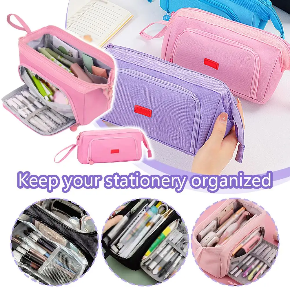 Stationery Bag Pen Bag Essential For StudentsTerm Begins Large Capacity Storage Bag Pencil Eraser Box School Supplies M9A5