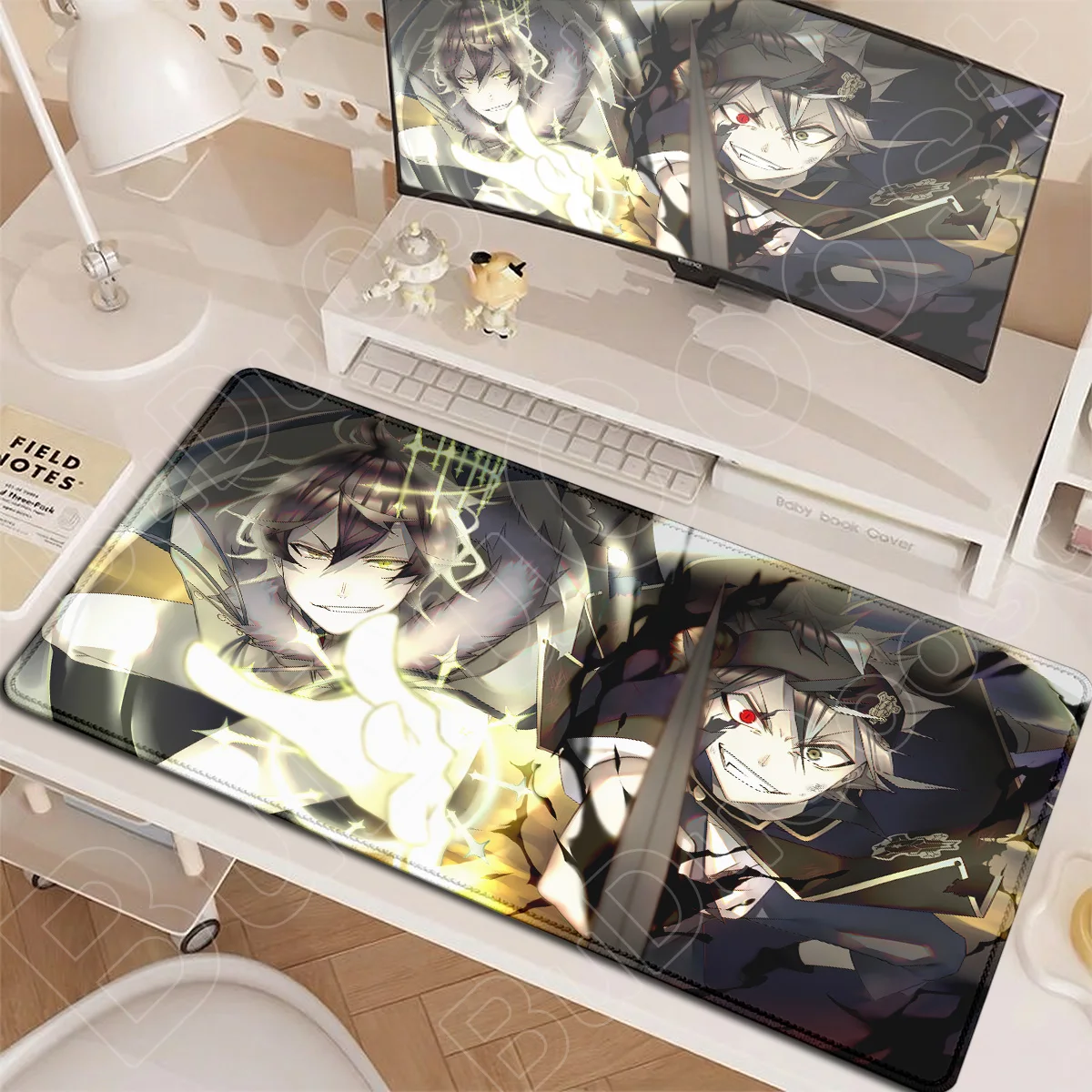 Großes, rutschfestes Mauspad mit Gummibasis, PC-Gaming-Zubehör, Desktop-Tastaturmatten, Anime Black Clover, Laptop-Büroteppich, 90 x 40 cm – Detail 8