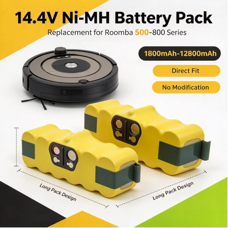 1800-12800mAh High Capacity 14.4V Ni-MH Battery Pack Replacement Spare Battery For Roomba 500-800 Robot Vacuum Cleaner