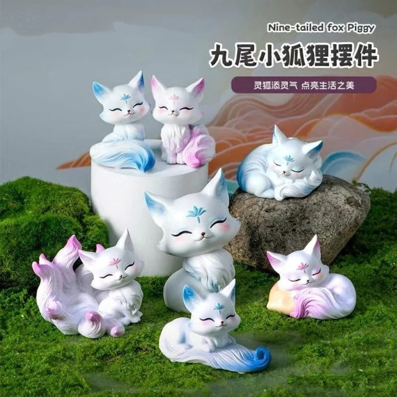 Hot Genuine Nine Fox Storage Tray Room Resin Decoration Table Pet Nine Tailed Fox Decoration Refrigerat Beauty Birthday Gift