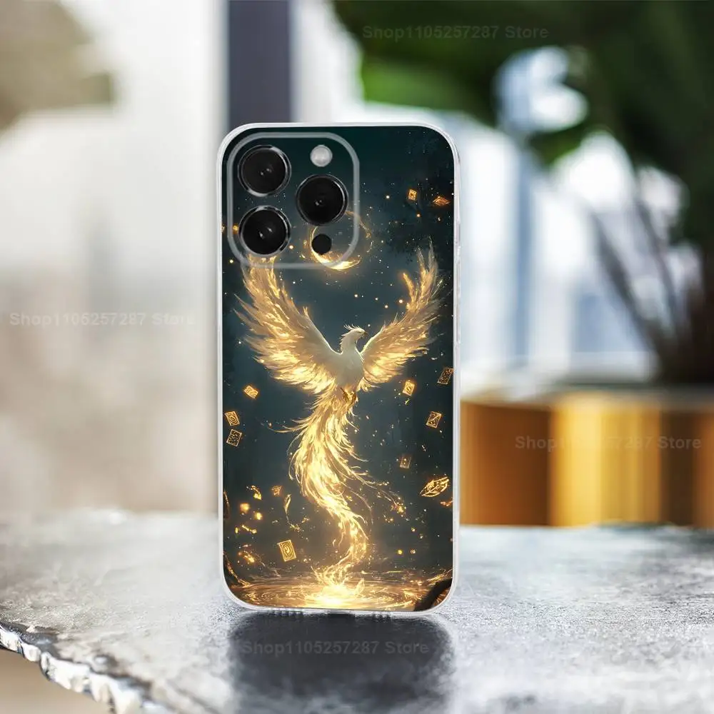 Coque de téléphone Myth Art Cool Phoenix, pour iPhone Max,Plus,11,14,13,XR,SE,12,15,Pro,17,16,X,XS,Mini, coque souple transparente