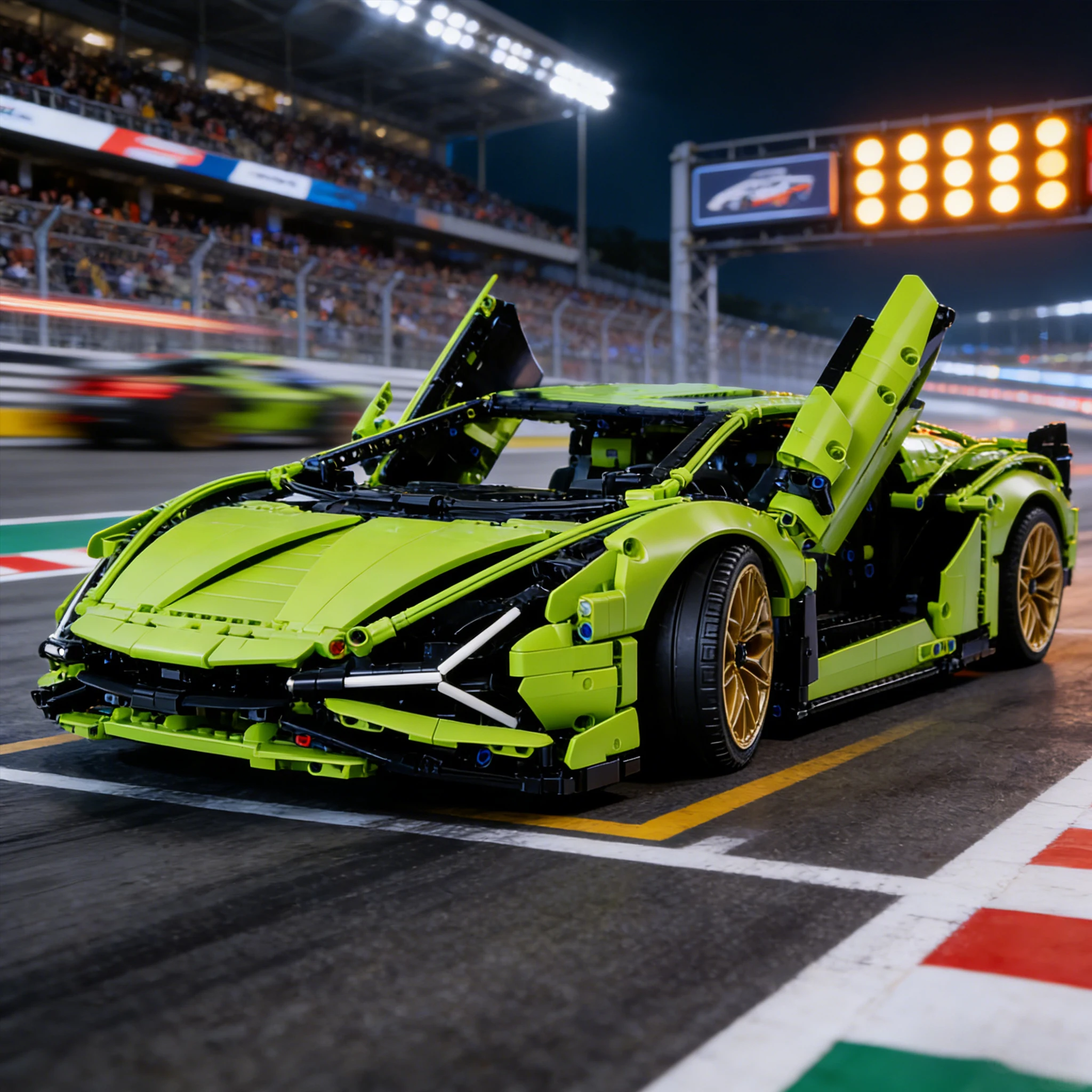 

Гоночная машинка на радиоуправлении из строительных блоков, без батареек, сверхскоростная, технологичная модель, декор для стола, подарок