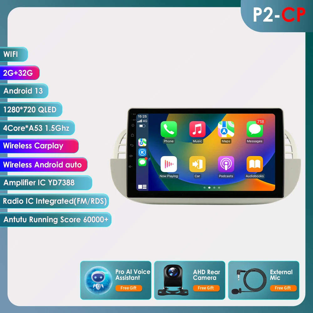 4G 8 Core Android Autoradio GPS Stereo Voor Fiat 500 2007-2014 Multimedia Video speler 2DIN autoradio DSP Carplay 7862 Head Unit