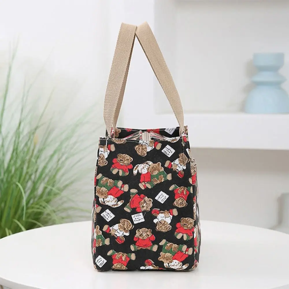 Bolso de mano con estampado Floral para mujer, bolsa de almuerzo de gran capacidad, térmica, impermeable, aislante, gruesa