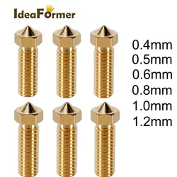 2pcs 3D Parts Brass Volcano Nozzle M6 Extra Lengthen Copper Nozzle 1.75mm High Flow 0.4/0.6/0.8/1.0/1.2mm Artillery Nozzle