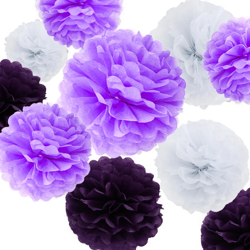 5pcs 10/20/30cm Tissue Paper Flowers Balls DIY Craft Paper Pom Poms Wedding Hanging Ornaments Baby Shower Birthday Supplies images - 6