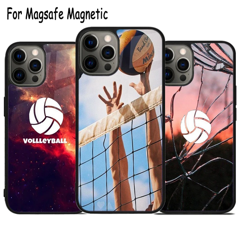 

Volleyball Wireless Charge Magsafe Phone Case For iPhone 15 16 14 13 11 12 Pro Max Plus Magnetic Bumper Cover