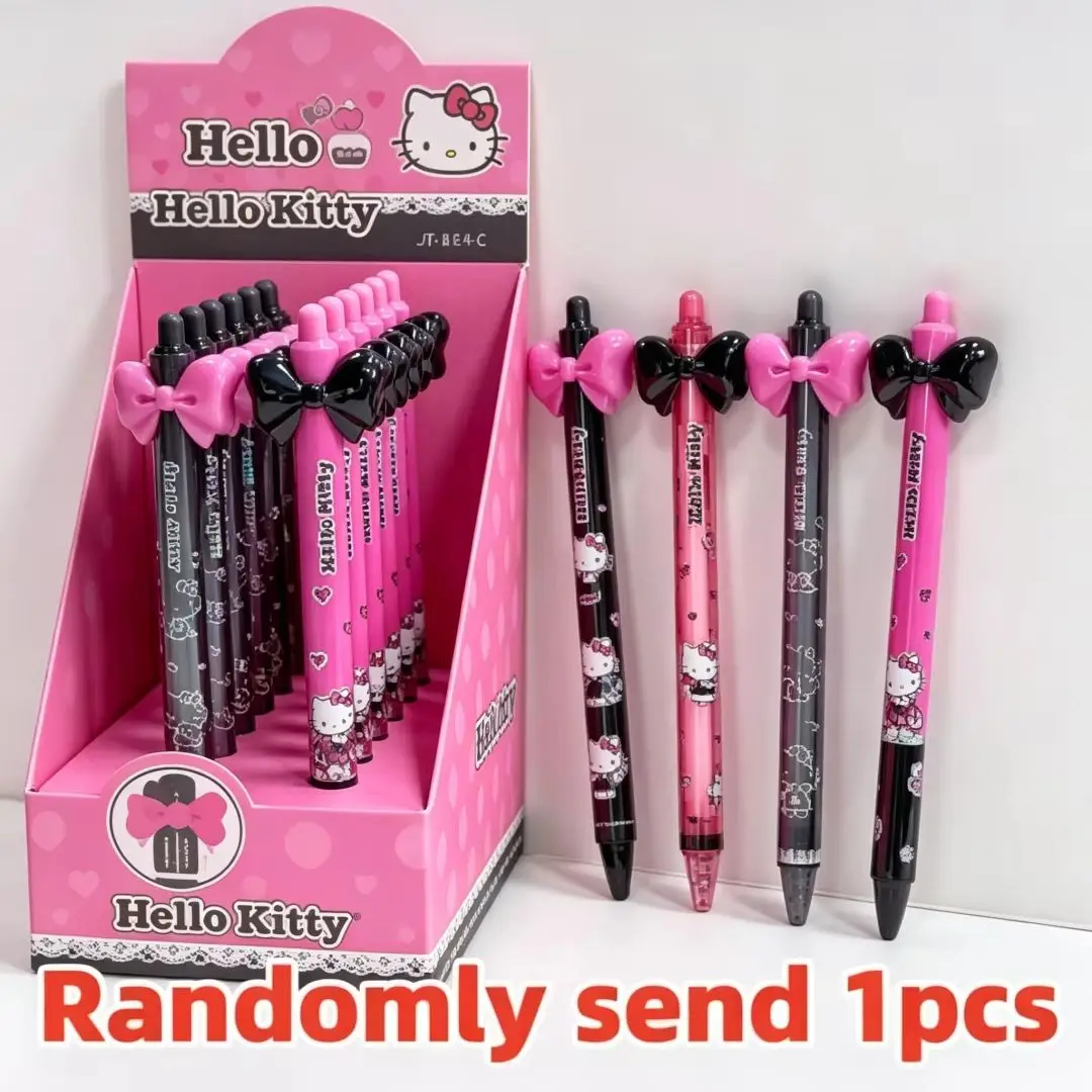 Echte Sanrio Hello Kitty Druckknopf-Kugelschreiber, Cartoon Kuromi 0,5 mm, schwarzer Gelstift, Schreib- und Zeichenbedarf für Schüler, Geschenk. – Detail 1