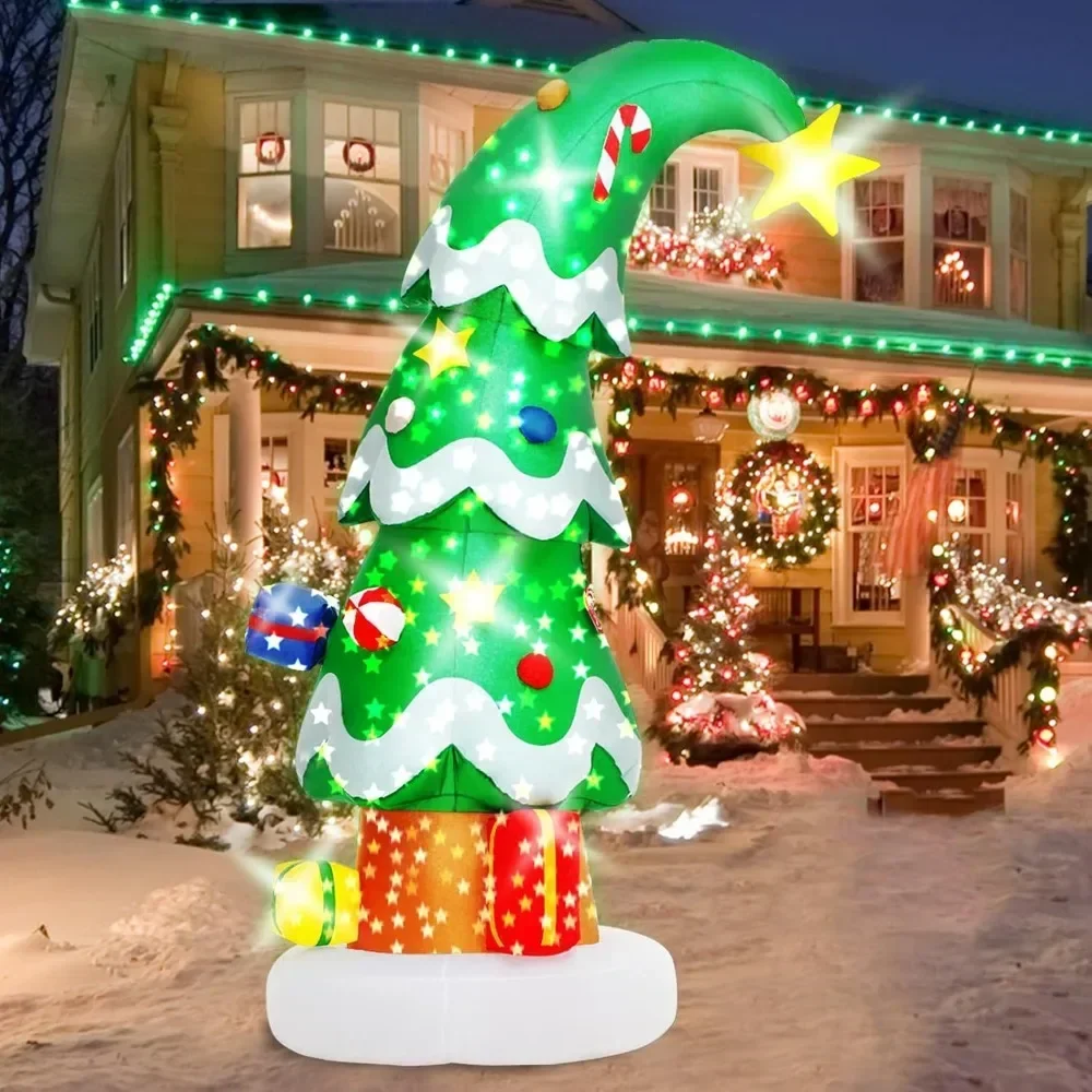 

6 FT Christmas Outdoor Inflatable Decorations, Blow Up Christmas Tree with LED Light for Xmas Holiday Party Garden Decor