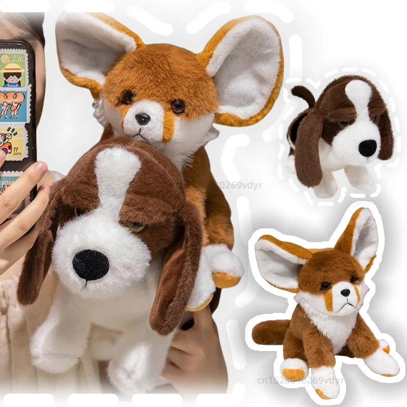 

Simulation Basset Hound Big-eared Dog Fennec Fox Soft Pet Plush Dolls Animals Toys Funny Throw Pillow Cartoon Christmas Gifts