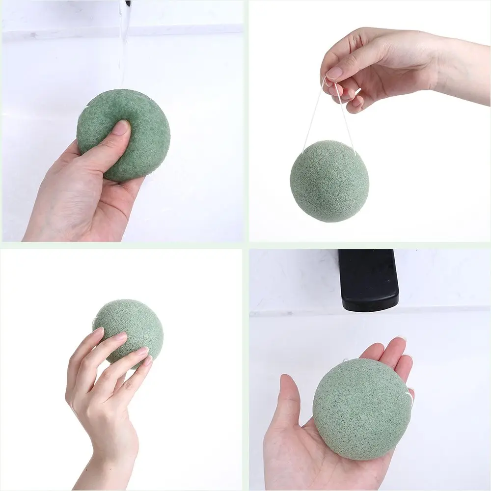 1PC Face Wash Puff materiale in fibra naturale spugna Konjac rotonda pulizia del viso esfoliante Wash Flutter Fiber Tools