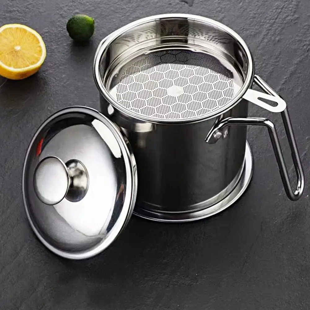 

Storage Tank Oil Pot With Fine Mesh Stainless Steel Filter Pot Strainer Oil Pots Tools Grease Filter Oil Strainer Pot