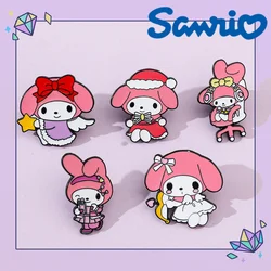 Sanrio Melody Brooch Cartoon Anime Action Figures  Brooch Enamel Jewelry Pins Children Birthday Gift for Friend  Cute Halloween