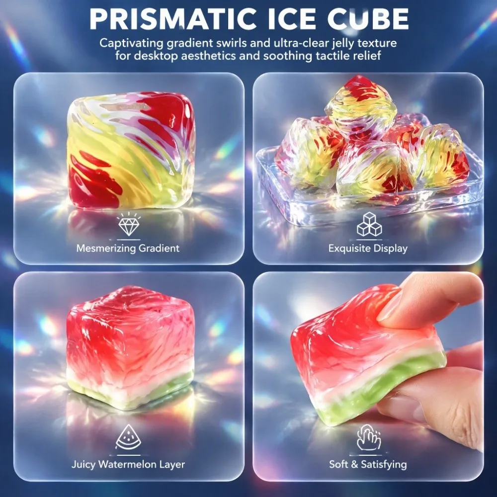 Nice Cube Ice Cube Ball Squeeze Toy Slow Rebound Solid Mixed Colors Fidget Toy Marbled Swirl Stretchable Squishy Ball Relax Heal