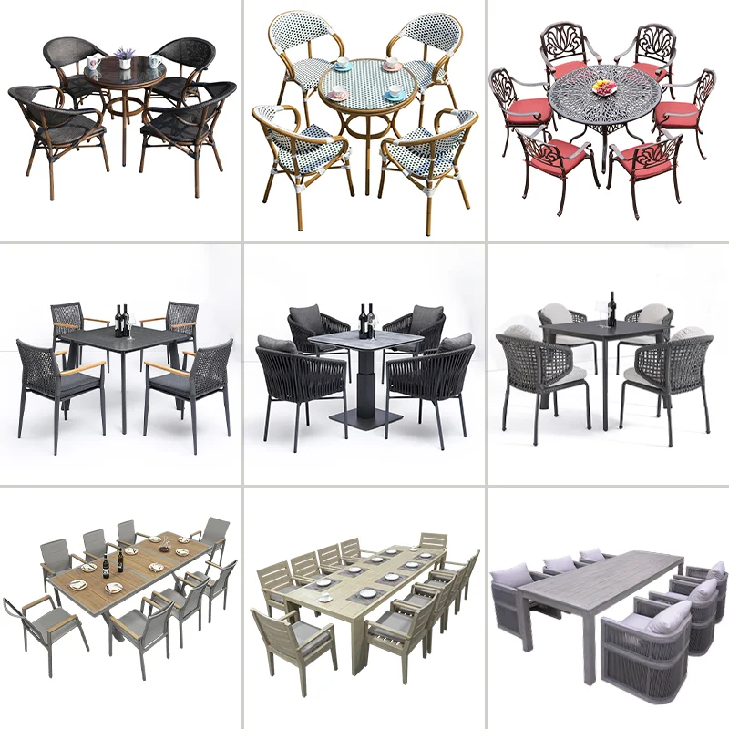 hi gold simple aluminum rest resort steel o wood outdoor furniture restaurant patio dinning table and chair set for 6 wood