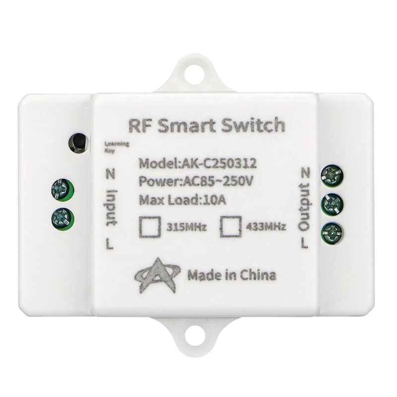 Universal AC 110V 220V 1 CH White 433MHz Smart Remote Control Switch 1 Key RF Wireless Transmitter For Lighting Automation Door