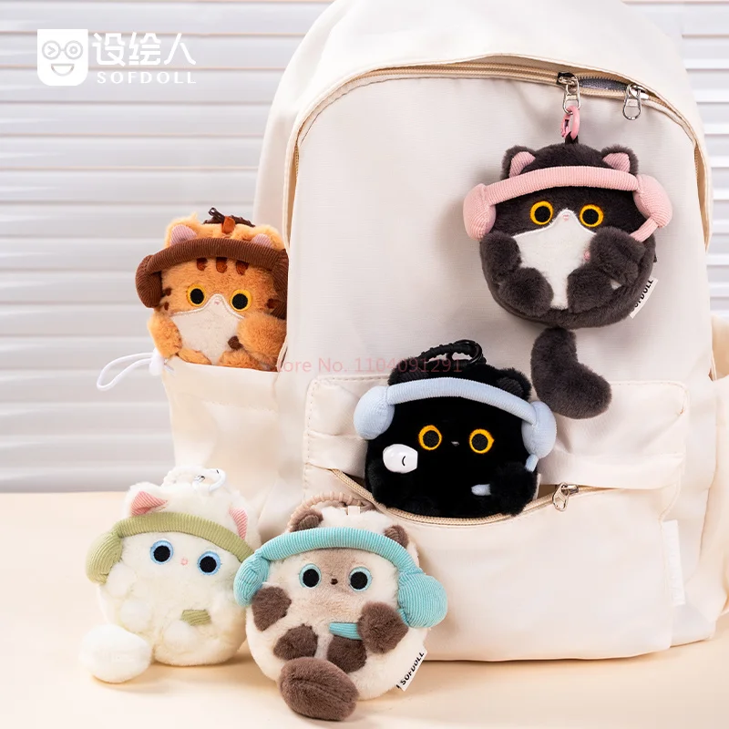 Op voorraad Leuke Kat Bluetooth Oortelefoon Opslag Beschermhoes Portemonnee Kat Pop Rugzak Hanger Meisje Verjaardag Verrassingsgeschenken