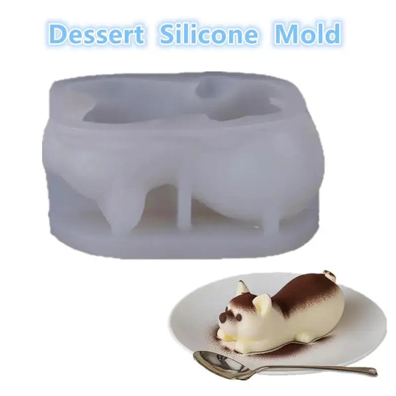 Molde de silicona para pastel de Mousse con forma de Corgi de dibujos animados, bricolaje, leche, gelatina, Chocolate, helado, postre, molde para hornear