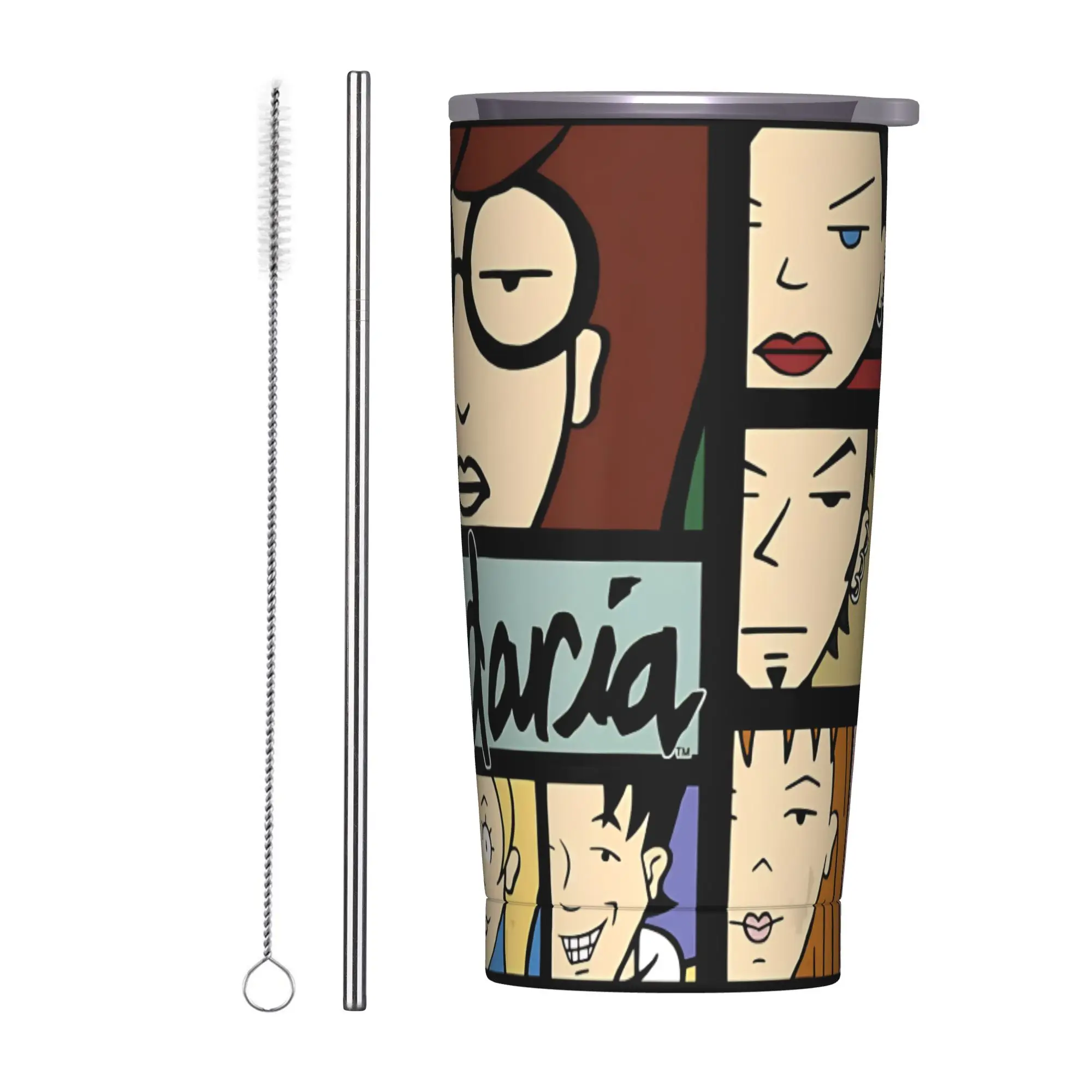 Darias Character Panels Tumbler Vacuum Insulated  Coffee Cups Stainless Steel Smoothie Tea Mugs Spill Proof, 20oz